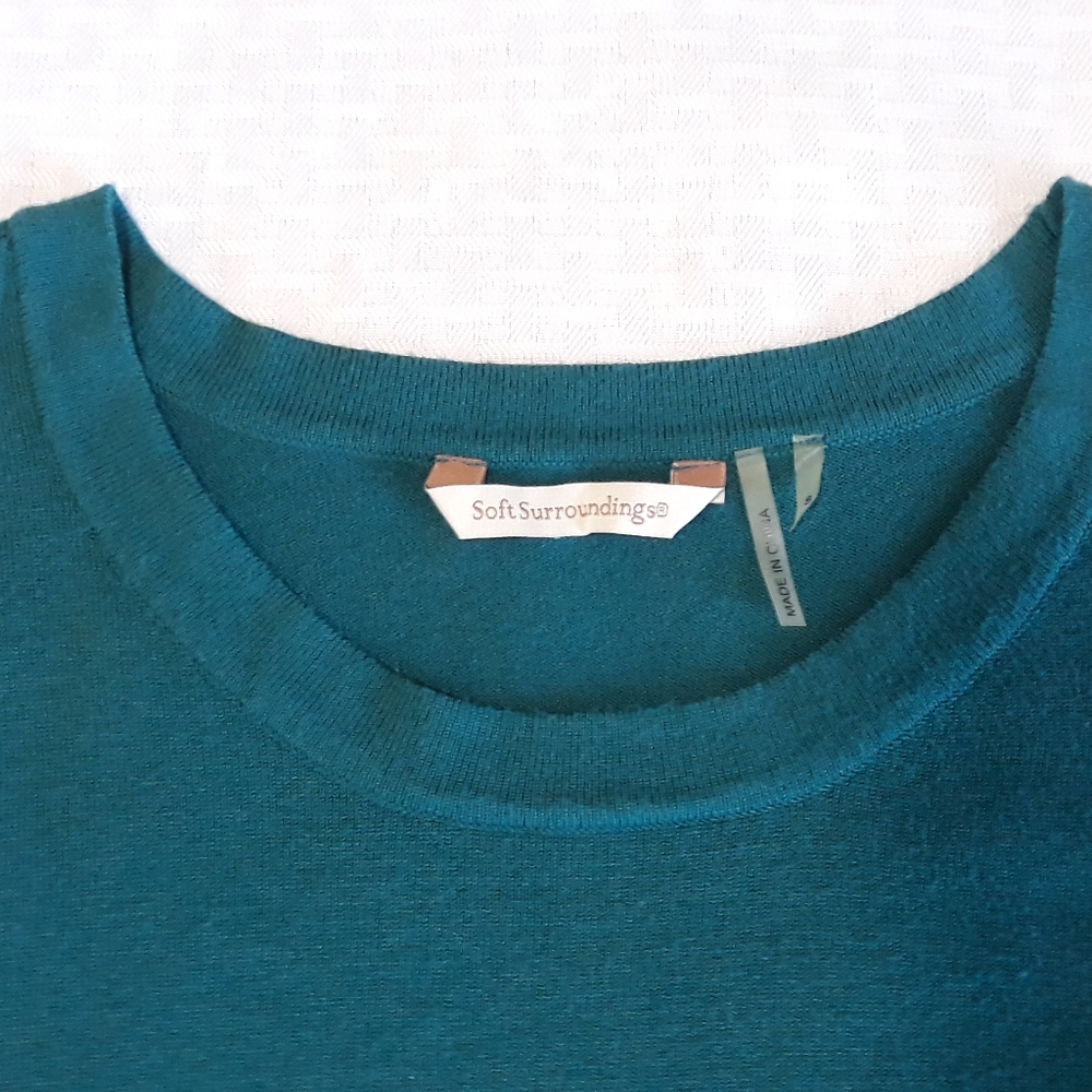 Euc Soft Surroundings Pullover Sweater Solid Teal… - image 3